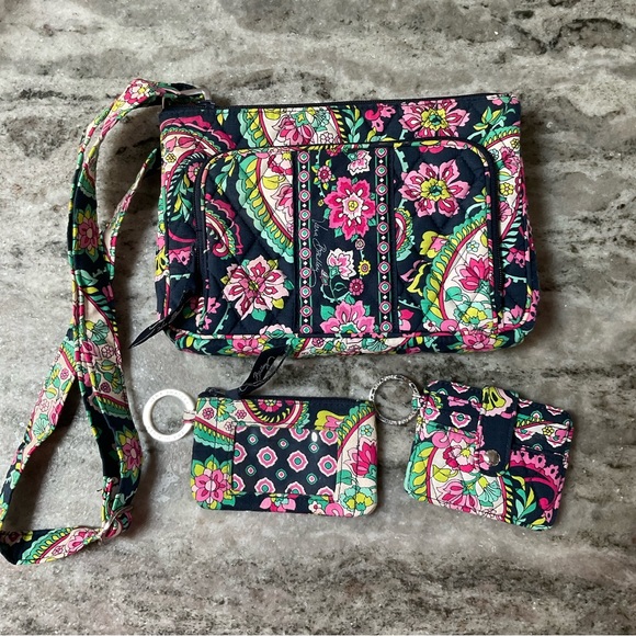Vera Bradley Little Hipster Crossbody Petal Paisley Retired  ID pouch and wallet - Picture 11 of 13